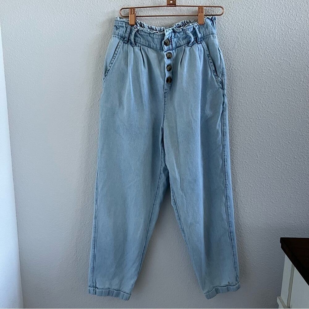 American Eagle Pull On Paperbag Chambray Pants 100% Cotton Small